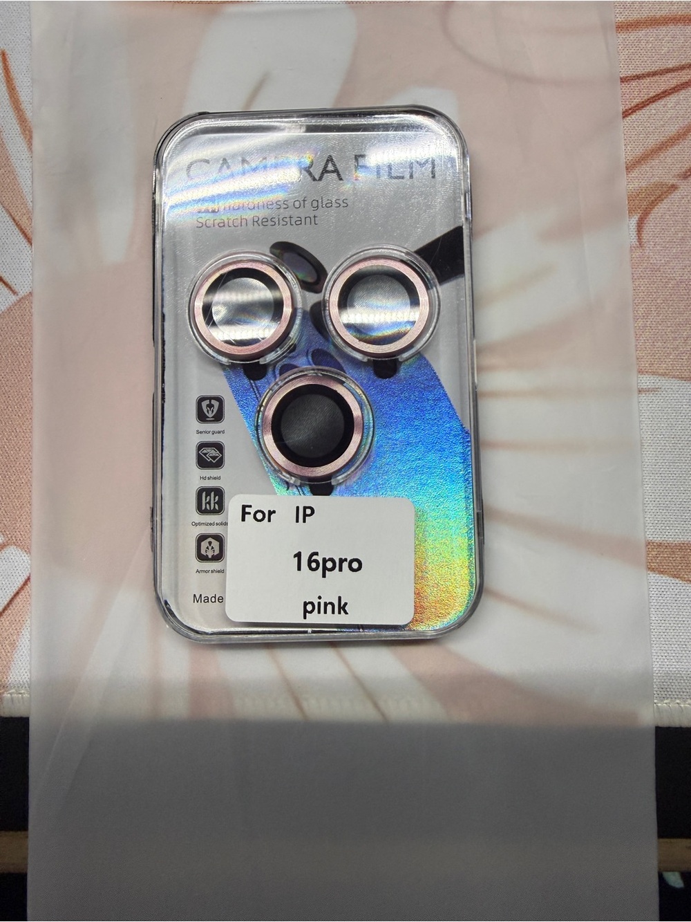 Pink Camera Lens Protector Rings for iPhone 16 Pro